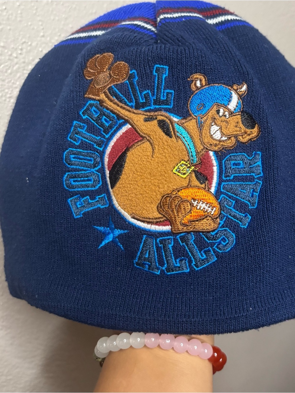 Vintage 90s Kids Scooby-Doo 'Football All-Star' Navy Beanie